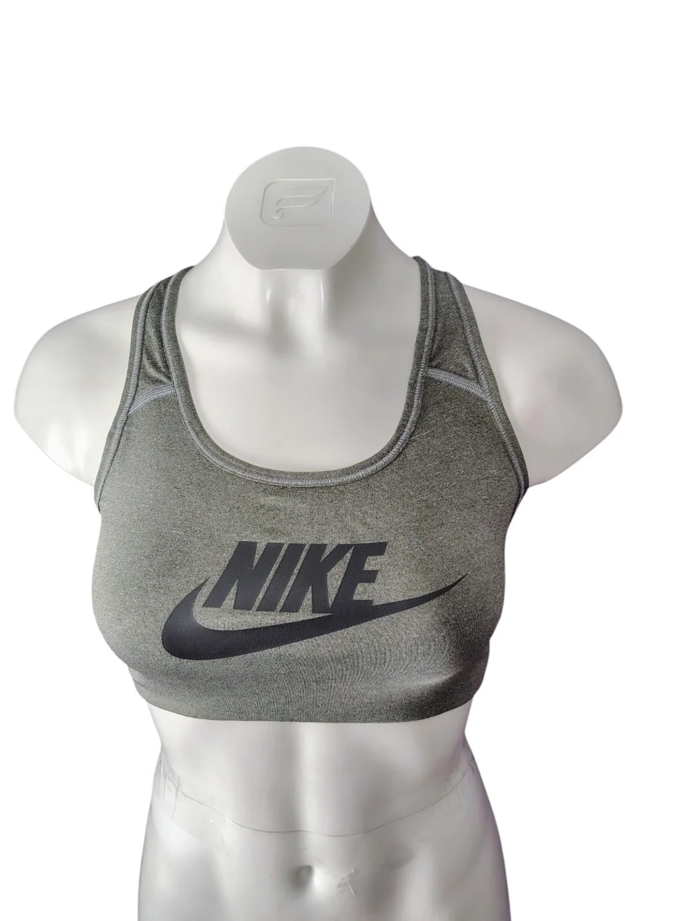 Nike Grey Racerback Sports Bra with Black Logo